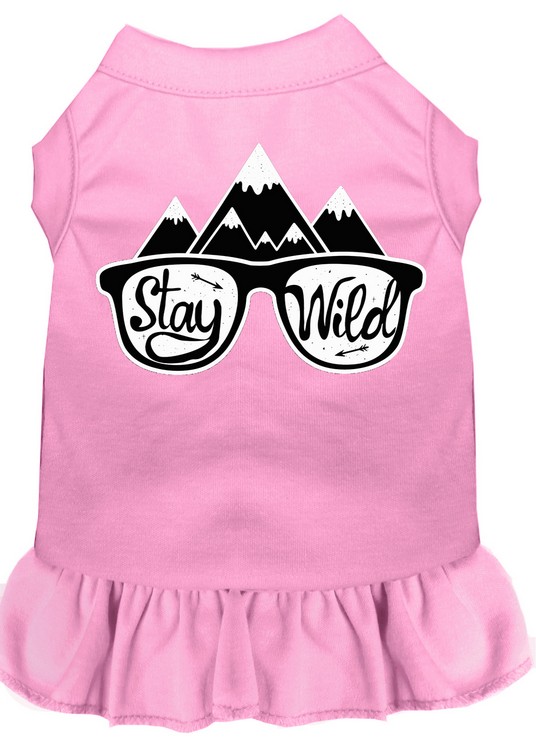 Stay Wild Screen Print Dog Dress Light Pink Lg